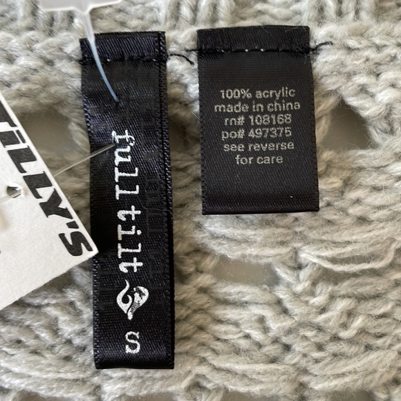 NWT FULL TILT sweater size S grey crochet longsleeve crewneck knit - Picture 5 of 6